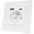 Matglazen Stopcontact Met Aardpen + Dubbele USB A+C-Lader 20W MIUUN