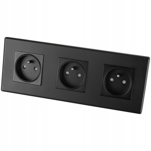 Drievoudig Stopcontact Zwart Set PCV Drievoudig Afdekraam En 3 X Stopcontact