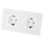 Dubbel Matglazen Schuko-Stopcontact Wit En Tweevoudig Afdekraam 2 X Stopcontact