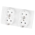 Viervoudig Matglazen Schuko-Stopcontact Wit En Tweevoudig Afdekraam 2 X Stopcontact
