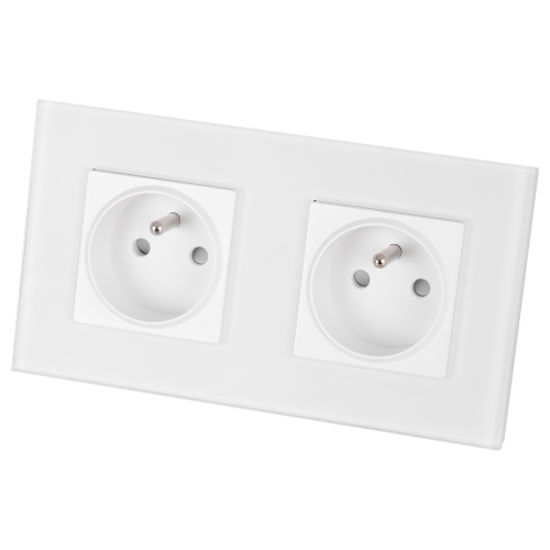 Dubbel Matglazen Stopcontact Wit En Tweevoudig Afdekraam 2 X Stopcontact MIUUN