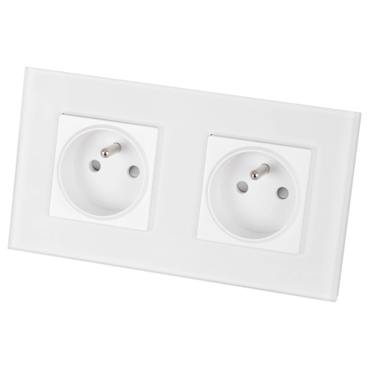 Dubbel Matglazen Stopcontact Wit En Tweevoudig Afdekraam 2 X Stopcontact MIUUN