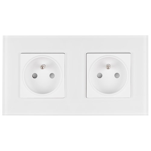 Dubbel Matglazen Stopcontact Wit En Tweevoudig Afdekraam 2 X Stopcontact MIUUN
