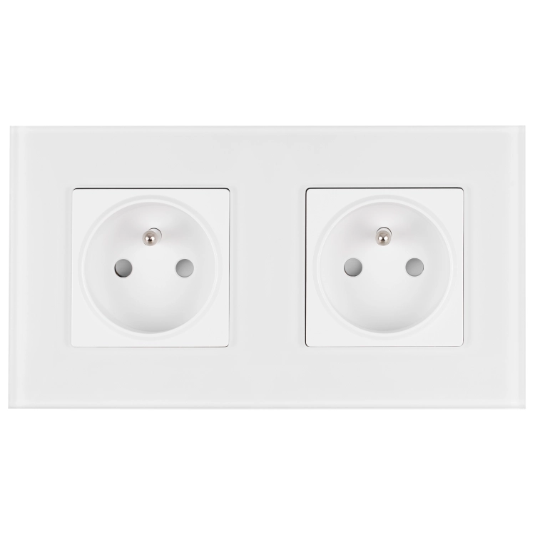 Dubbel Matglazen Stopcontact Wit En Tweevoudig Afdekraam 2 X Stopcontact MIUUN