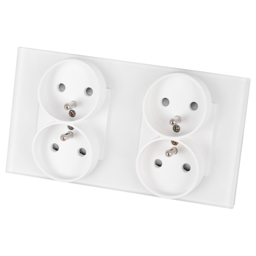 Viervoudig Matglazen Stopcontact Wit En Tweevoudig Afdekraam 2 X Stopcontact MIUUN