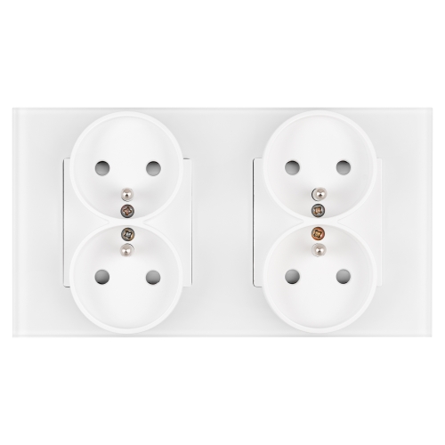 Viervoudig Matglazen Stopcontact Wit En Tweevoudig Afdekraam 2 X Stopcontact MIUUN