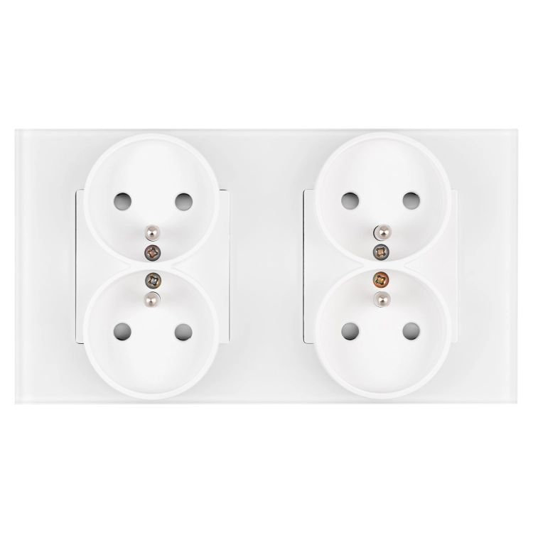 Viervoudig Matglazen Stopcontact Wit En Tweevoudig Afdekraam 2 X Stopcontact MIUUN