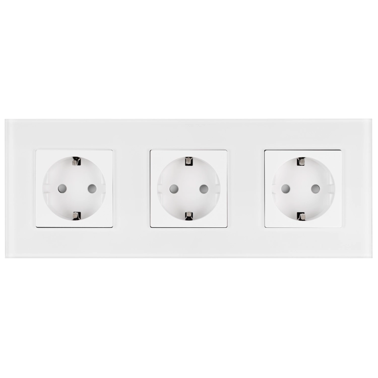 Drievoudig Matglazen Schuko-Stopcontact Wit Drievoudig Afdekraam En 3 X Stopcontact