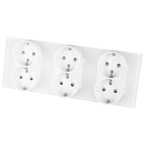 Drievoudig Matglazen Schuko-Stopcontact Wit Drievoudig Afdekraam En 3 X Stopcontact