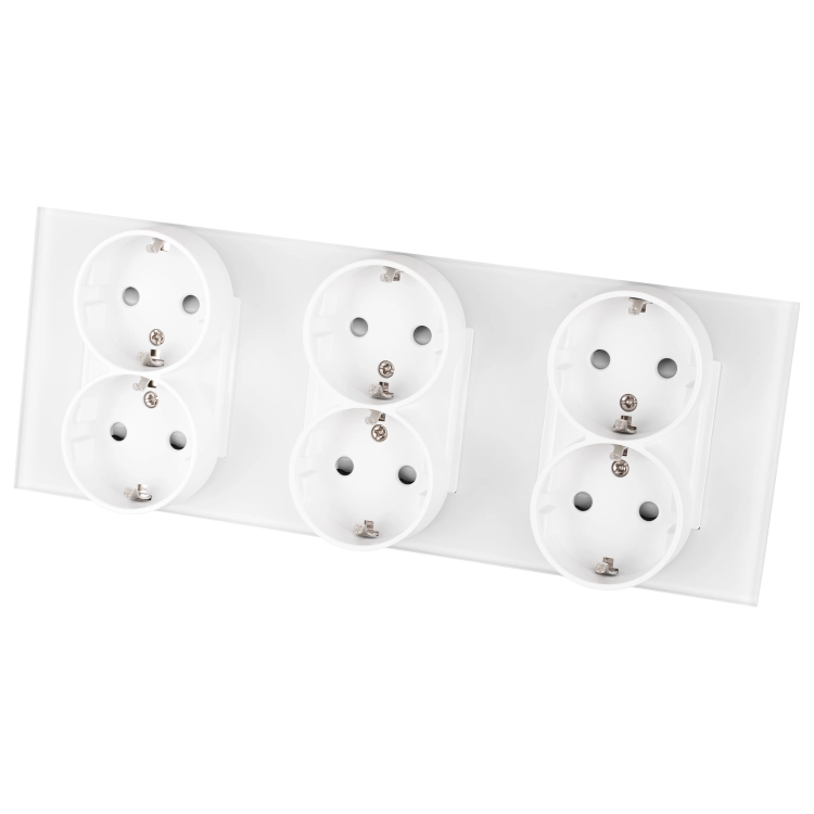Drievoudig Matglazen Schuko-Stopcontact Wit Drievoudig Afdekraam En 3 X Stopcontact