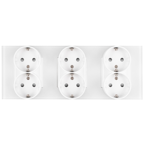 Drievoudig Matglazen Schuko-Stopcontact Wit Drievoudig Afdekraam En 3 X Stopcontact