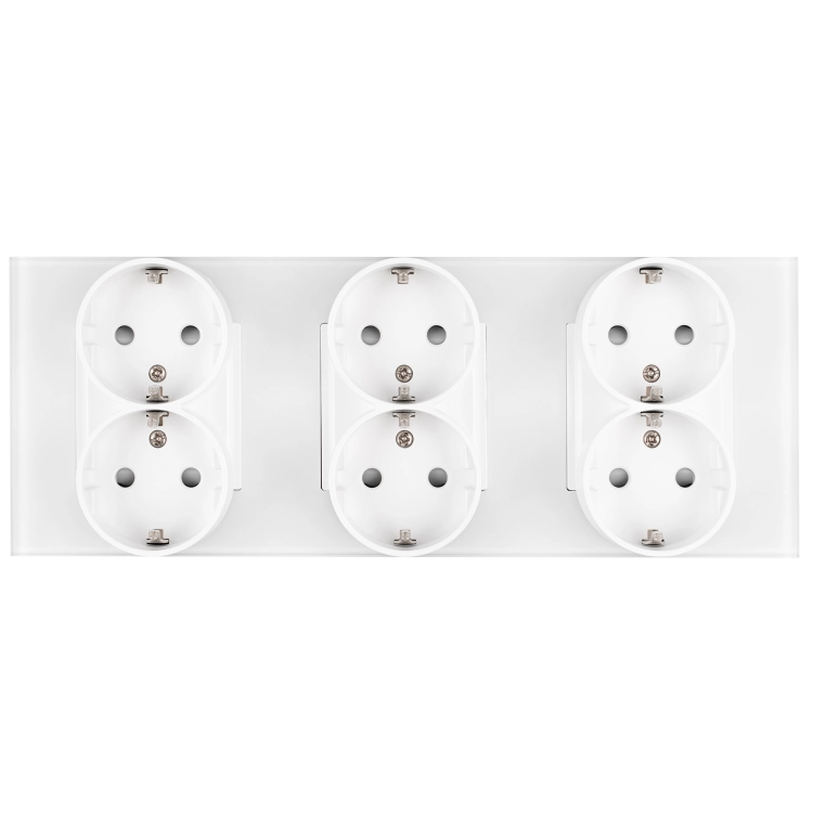 Drievoudig Matglazen Schuko-Stopcontact Wit Drievoudig Afdekraam En 3 X Stopcontact
