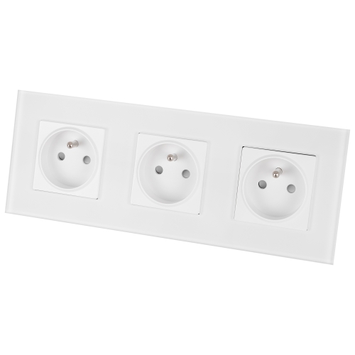 Drievoudig Stopcontact Glazen Mat Wit Drievoudig Afdekraam En 3 X Stopcontact MIUUN