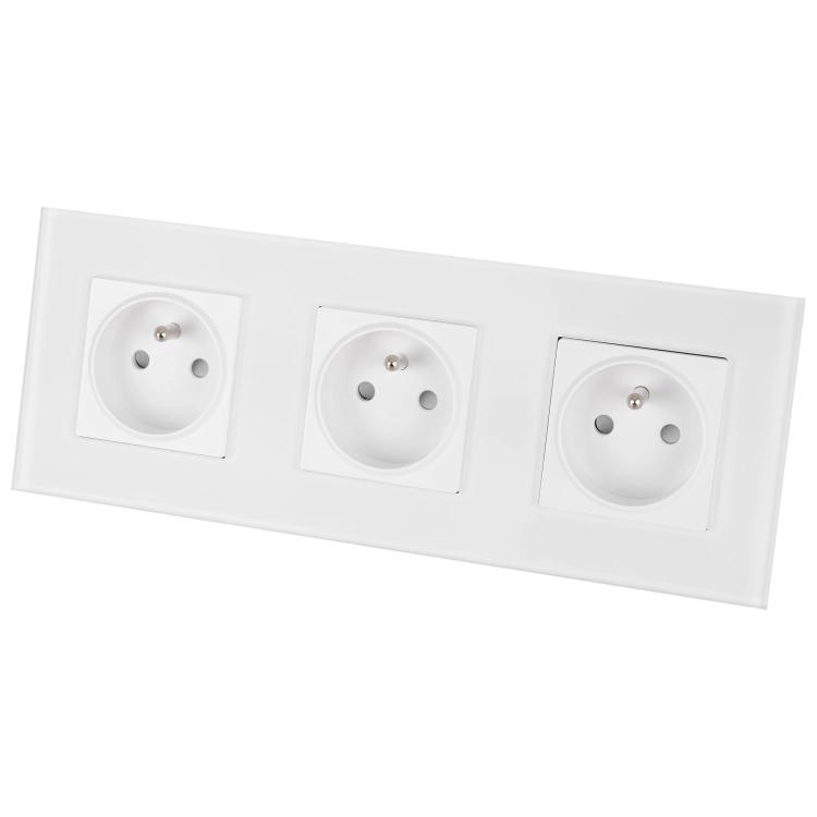Drievoudig Stopcontact Glazen Mat Wit Drievoudig Afdekraam En 3 X Stopcontact MIUUN