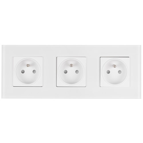 Drievoudig Stopcontact Glazen Mat Wit Drievoudig Afdekraam En 3 X Stopcontact MIUUN