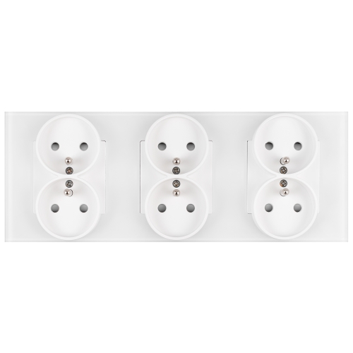Drievoudig Stopcontact Glazen Mat Wit Drievoudig Afdekraam En 3 X Stopcontact MIUUN