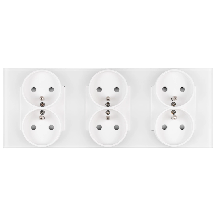 Drievoudig Stopcontact Glazen Mat Wit Drievoudig Afdekraam En 3 X Stopcontact MIUUN