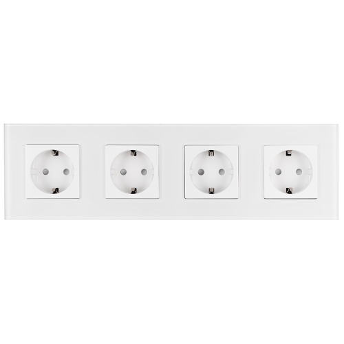 Viervoudig Stopcontact Glazen Mat Schuko Wit Viervoudig Afdekraam En 4 X Stopcontact