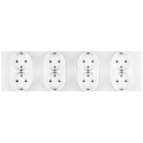 Viervoudig Stopcontact Glazen Mat Schuko Wit Viervoudig Afdekraam En 4 X Stopcontact