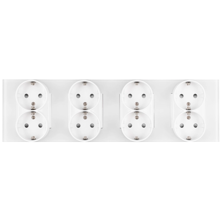 Viervoudig Stopcontact Glazen Mat Schuko Wit Viervoudig Afdekraam En 4 X Stopcontact
