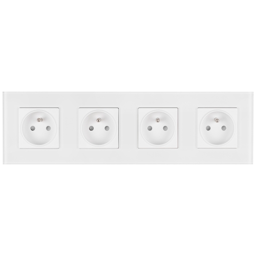 Viervoudig Stopcontact Glazen Mat Wit Viervoudig Afdekraam En 4 X Stopcontact MIUUN
