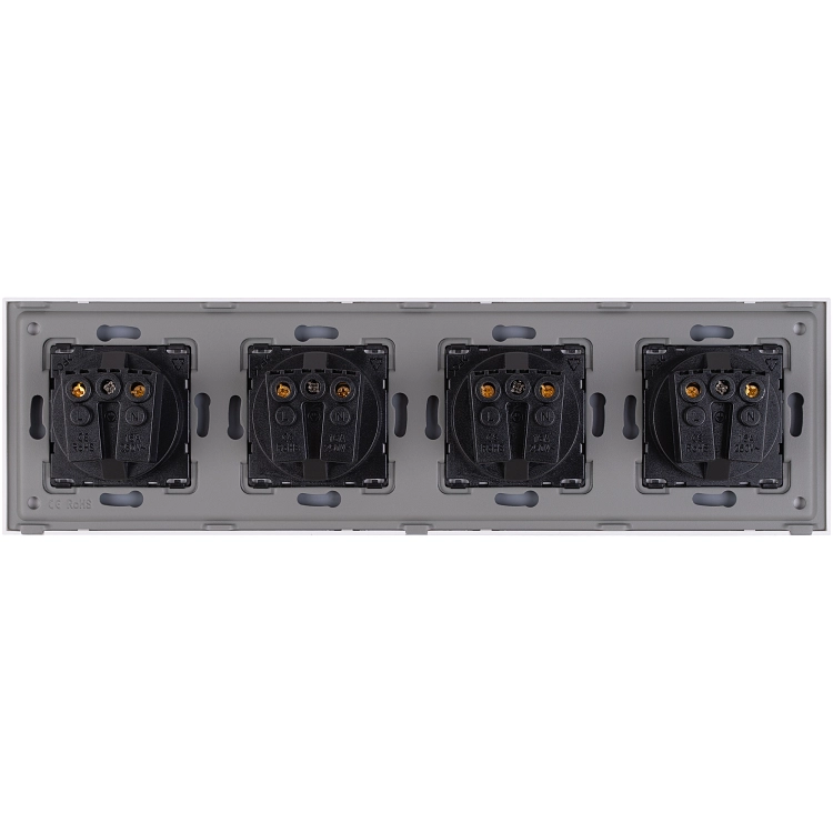 Viervoudig Stopcontact Glazen Mat Wit Viervoudig Afdekraam En 4 X Stopcontact MIUUN