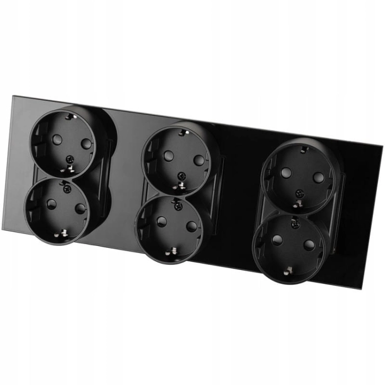 Drievoudig Dubbel Schuko-Stopcontact Glas Zwart Drievoudig Afdekraam