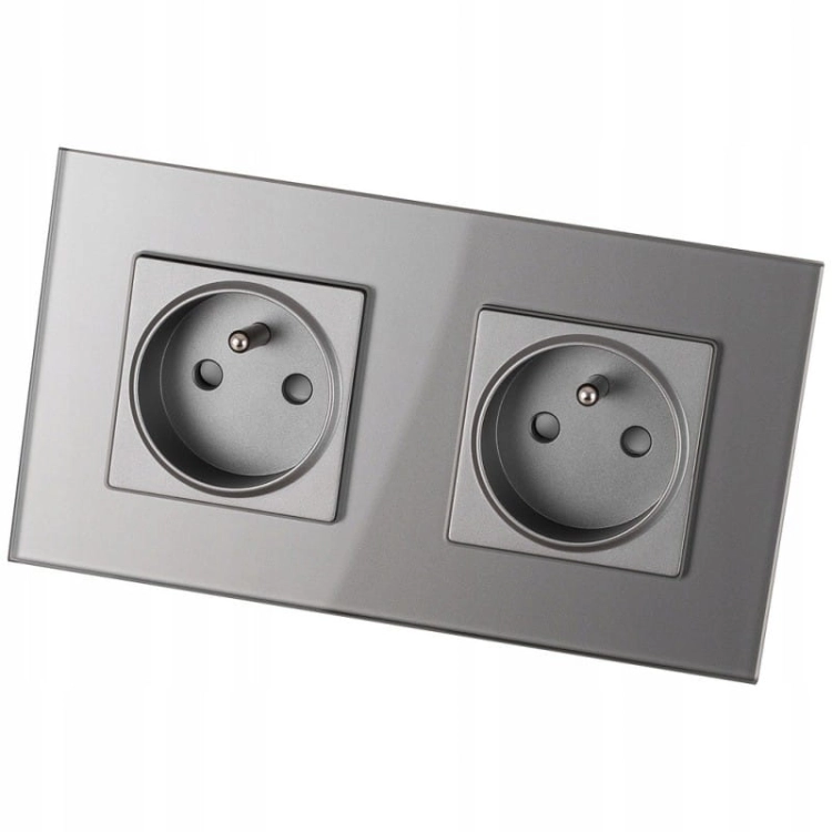 Dubbel Glazen Stopcontact Grafiet Set Tweevoudig Afdekraam En 2 X Enkel Stopcontact MIUUN