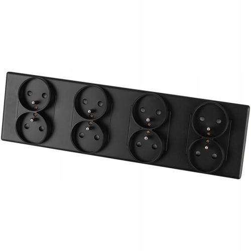 Viervoudig Stopcontact Zwart Set PVC Viervoudig Afdekraam 4 X Dubbel Stopcontact MIUUN