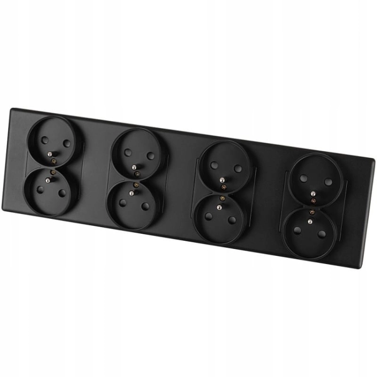 Viervoudig Stopcontact Zwart Set PVC Viervoudig Afdekraam 4 X Dubbel Stopcontact MIUUN