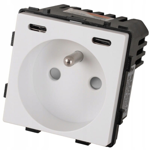 Module Stopcontact Met Aardpen Wit + USB-Lader C+C 20W Voor Afdekramen MIUUN