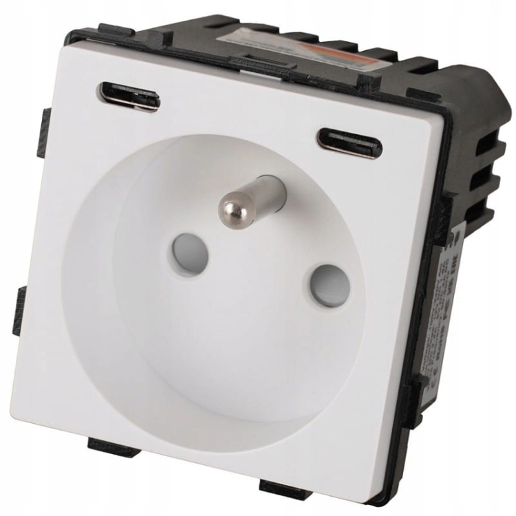 Module Stopcontact Met Aardpen Wit + USB-Lader C+C 20W Voor Afdekramen MIUUN
