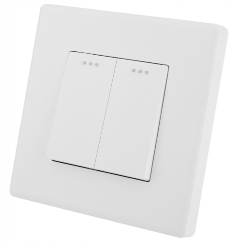 Dubbele Wandschakelaar Wit Set Met PVC-Afdekraam