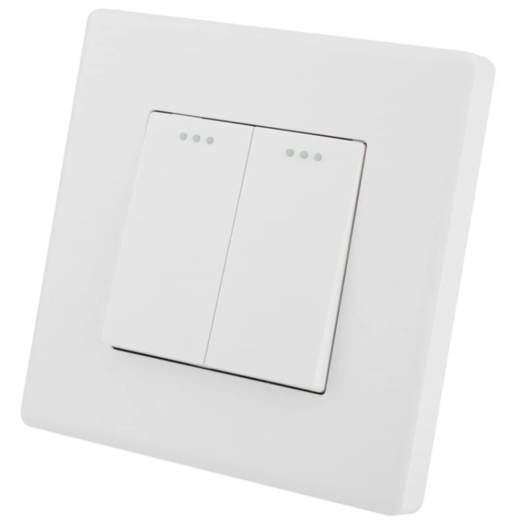 Dubbele Wandschakelaar Wit Set Met PVC-Afdekraam
