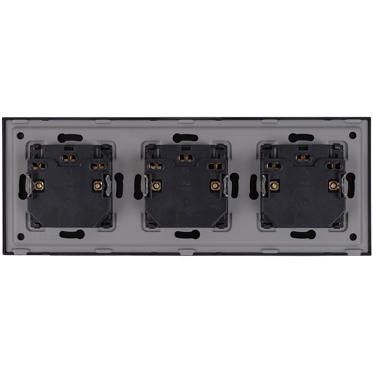 Stopcontact Drievoudig Glazen Mat Zwart Schuko Drievoudig Afdekraam En 3 X Stopcontact