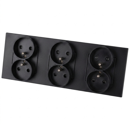 Stopcontact Drievoudig Glazen Mat Zwart Drievoudig Afdekraam En 3 X Stopcontact MIUUN
