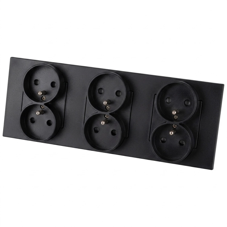 Stopcontact Drievoudig Glazen Mat Zwart Drievoudig Afdekraam En 3 X Stopcontact MIUUN