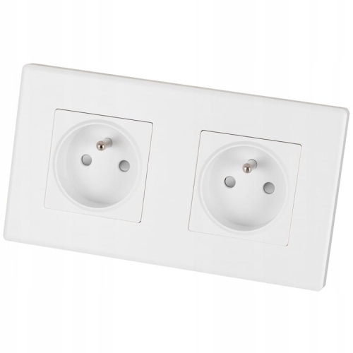 Dubbel Stopcontact Wit Set PVC Tweevoudig Afdekraam En 2 X Enkel Stopcontact MIUUN