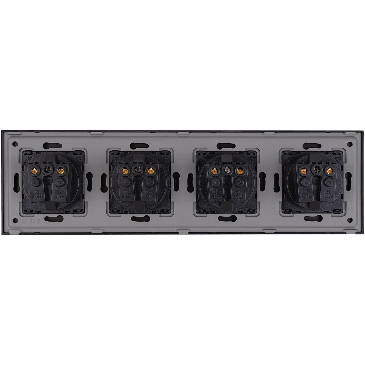 Stopcontact Viervoudig Glazen Mat Schuko Zwart Viervoudig Afdekraam En 4 X Stopcontact
