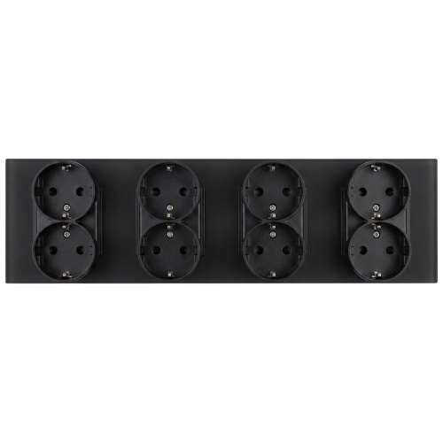 Stopcontact Viervoudig Glazen Mat Schuko Zwart Viervoudig Afdekraam En 4 X Stopcontact