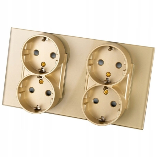 Dubbel Viervoudig Glazen Schuko-Stopcontact Goud Glas Tweevoudig Afdekraam MIUUN