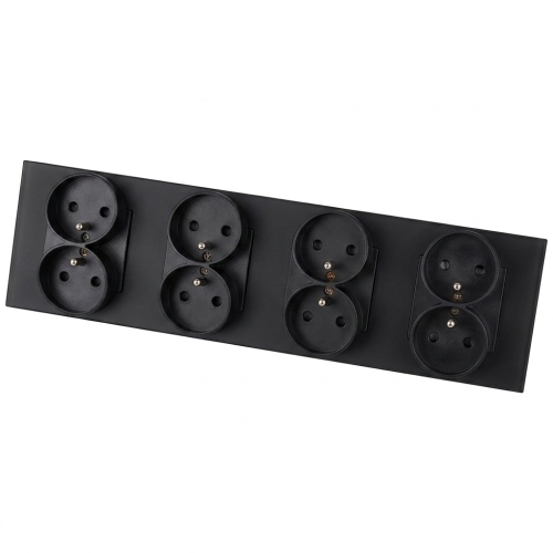 Stopcontact Viervoudig Glazen Mat Zwart Viervoudig Afdekraam En 4 X Stopcontact MIUUN