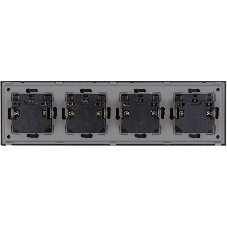 Stopcontact Viervoudig Glazen Mat Zwart Viervoudig Afdekraam En 4 X Stopcontact MIUUN