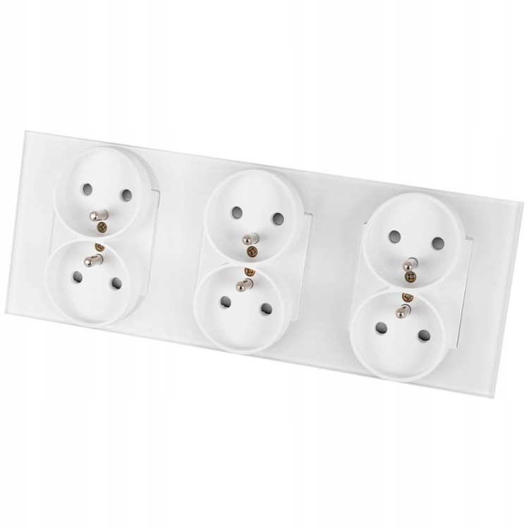 Drievoudig Glazen Stopcontact Wit Set Drievoudig Afdekraam En 3 X Dubbel Stopcontact MIUUN