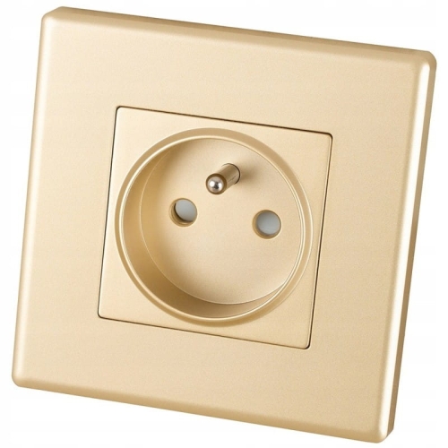 Stopcontact Goud Met Aardpen En Aarding Set Met PVC-Afdekraam MIUUN