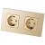 Dubbel Glazen Mat Schuko-Stopcontact Goud En Tweevoudig Afdekraam 2 X Stopcontact