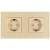Dubbel Glazen Mat Schuko-Stopcontact Goud En Tweevoudig Afdekraam 2 X Stopcontact