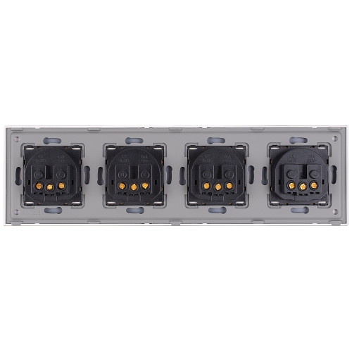 Viervoudig Glazen Mat Schuko-Stopcontact Goud Viervoudig Afdekraam En 4 X Stopcontact