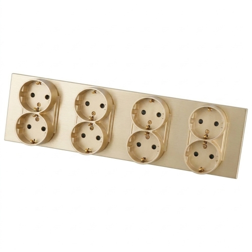 Viervoudig Glazen Mat Schuko-Stopcontact Goud Viervoudig Afdekraam En 4 X Stopcontact