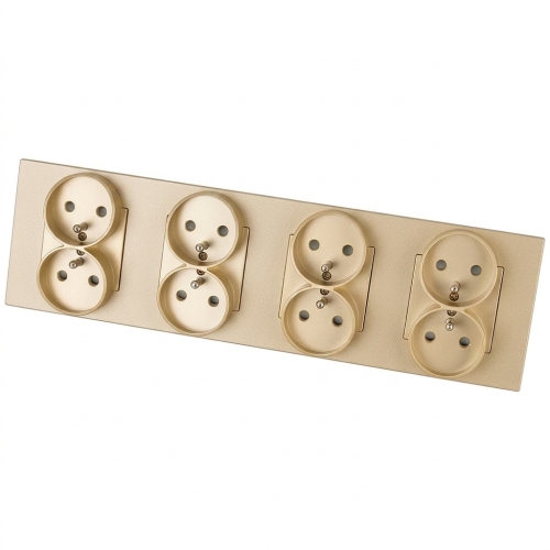 Viervoudig Glazen Mat Stopcontact Met Aardpen Goud Viervoudig Afdekraam En 4 X Stopcontact MIUUN